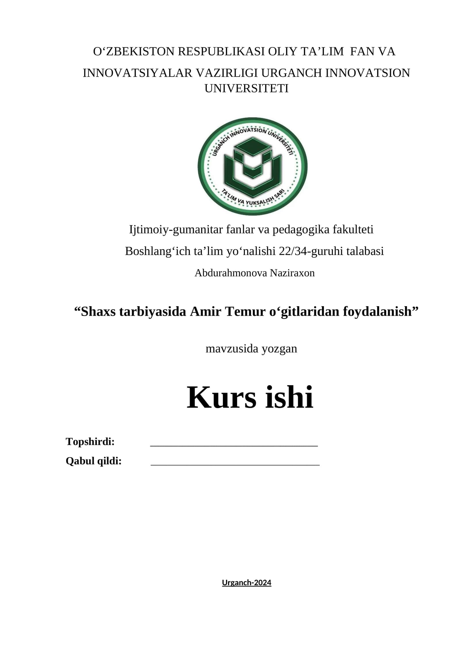 Amir Temur oʻgitlaridan foydalanish