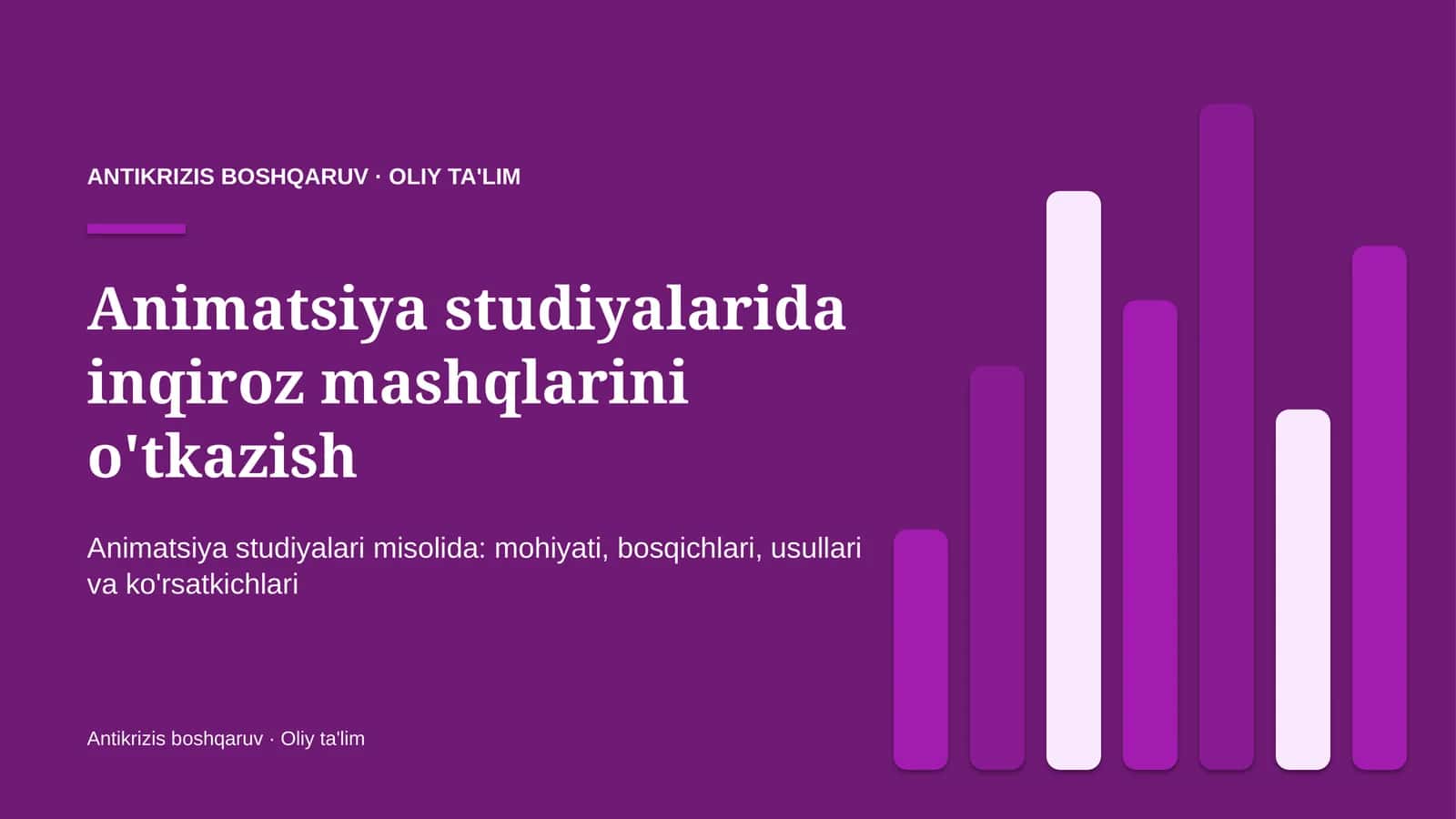 Animatsiya studiyalarida inqiroz mashqlarini o'tkazish
