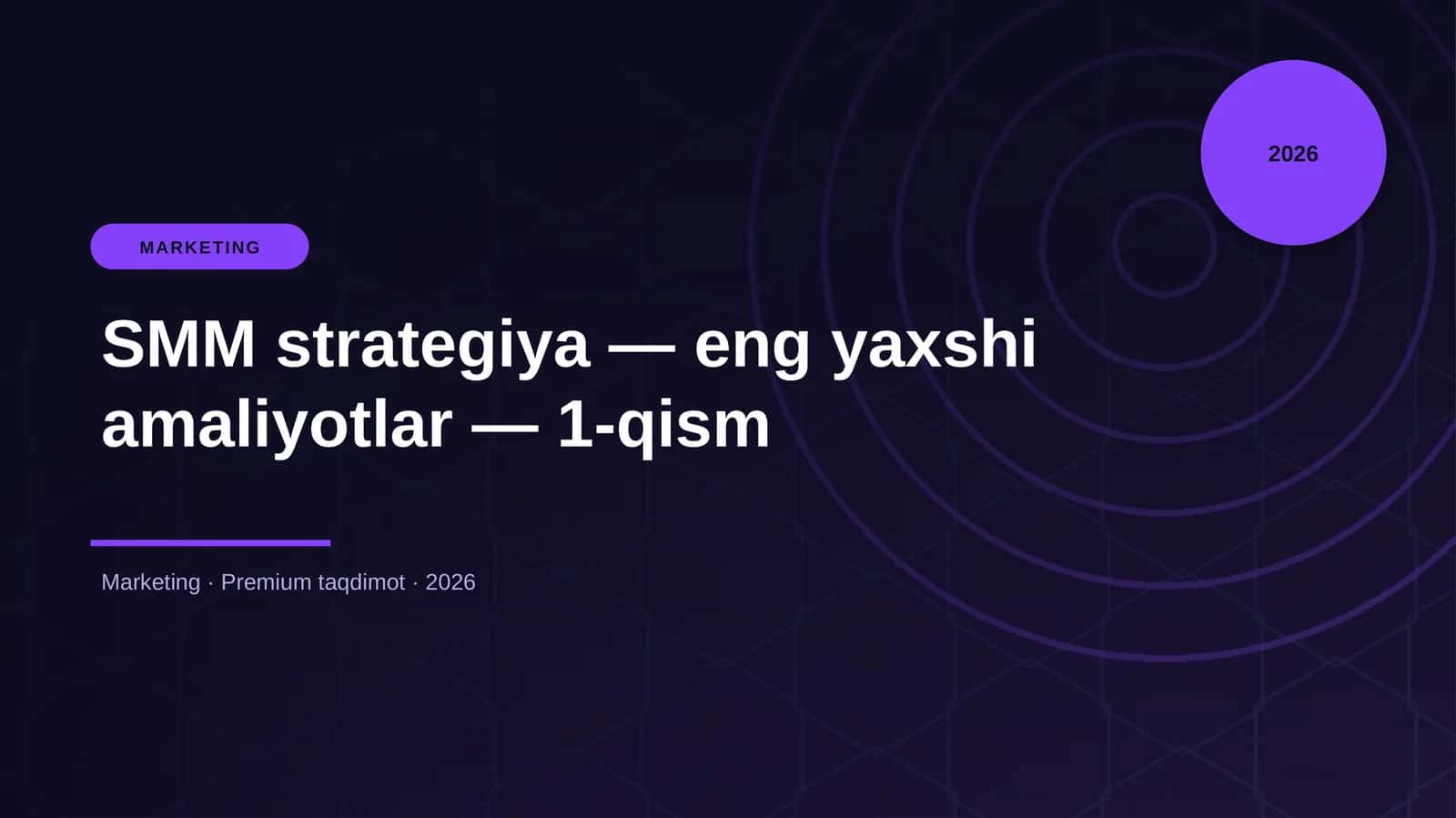 SMM strategiya — eng yaxshi amaliyotlar — 1-qism