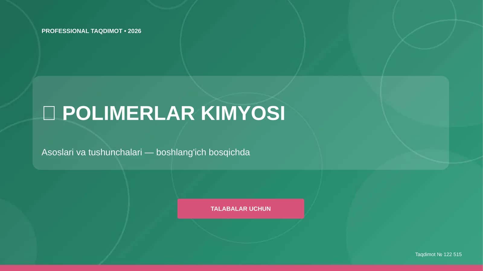 POLIMERLAR KIMYOSI