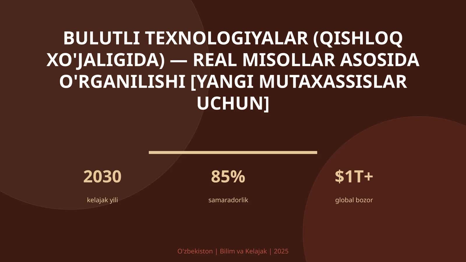 Bulutli texnologiyalar (qishloq xo'jaligida) — real misollar asosida o'rganilishi [yangi mutaxassislar uchun]