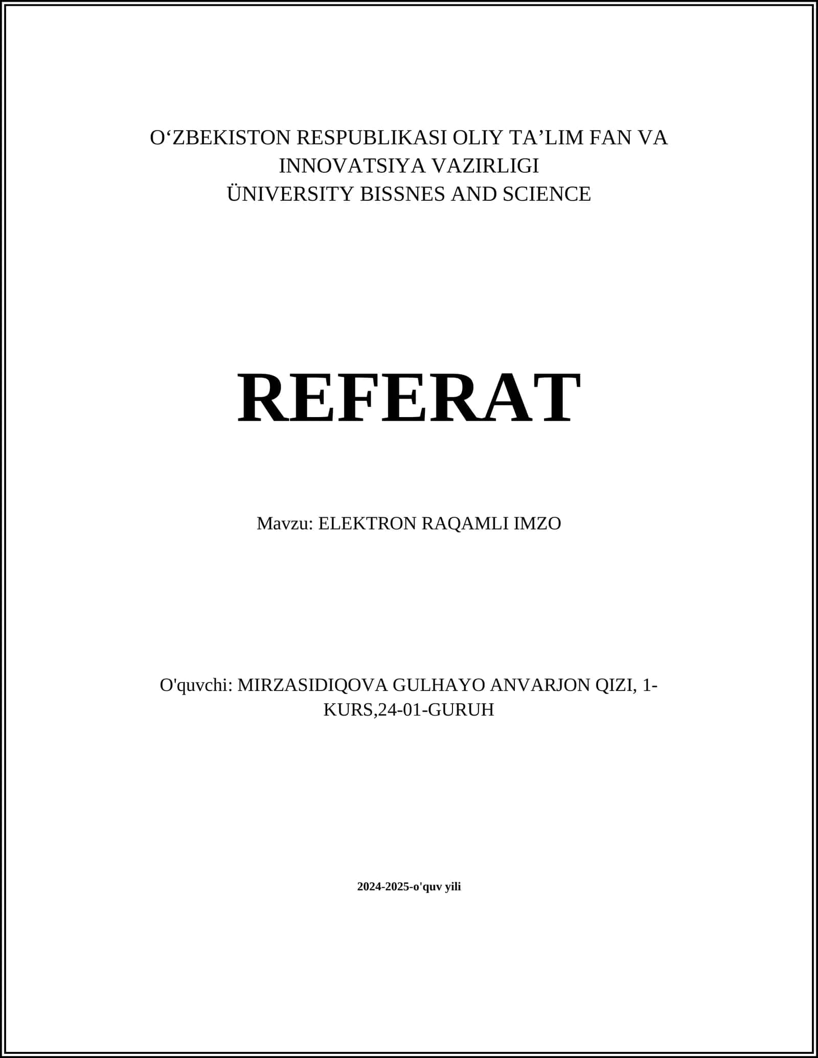 ELEKTRON RAQAMLI IMZO