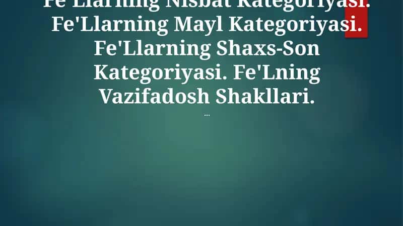 Fe'Llarning Nisbat Kategoriyasi