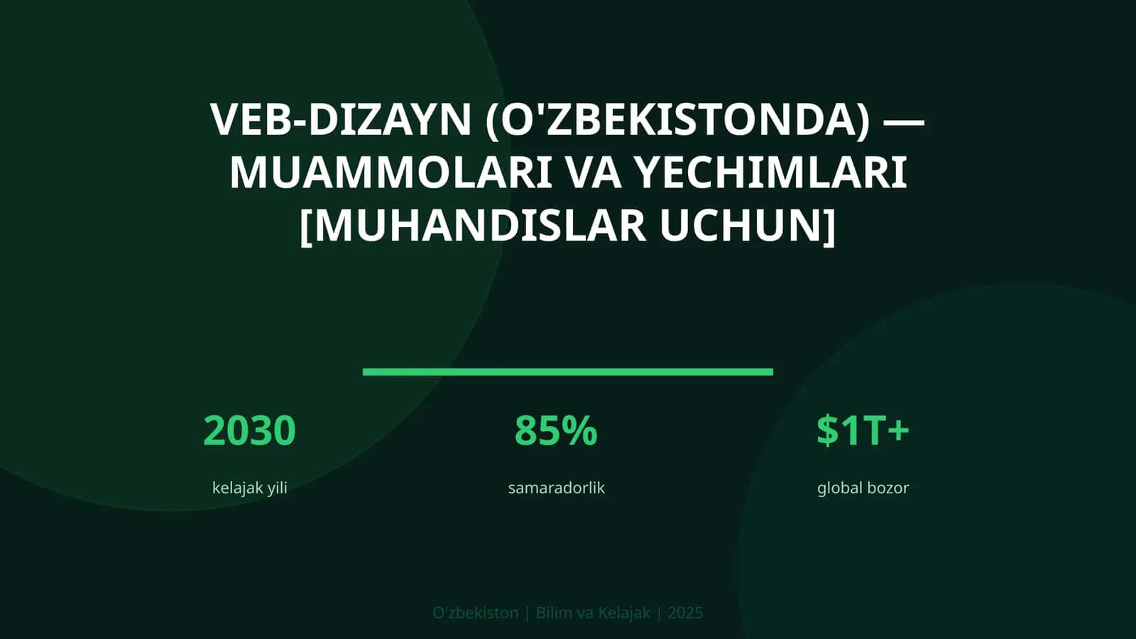 VEB-DIZAYN (O'ZBEKISTONDA) — MUAMMOLARI VA YECHIMLARI [MUHANDISLAR UCHUN]