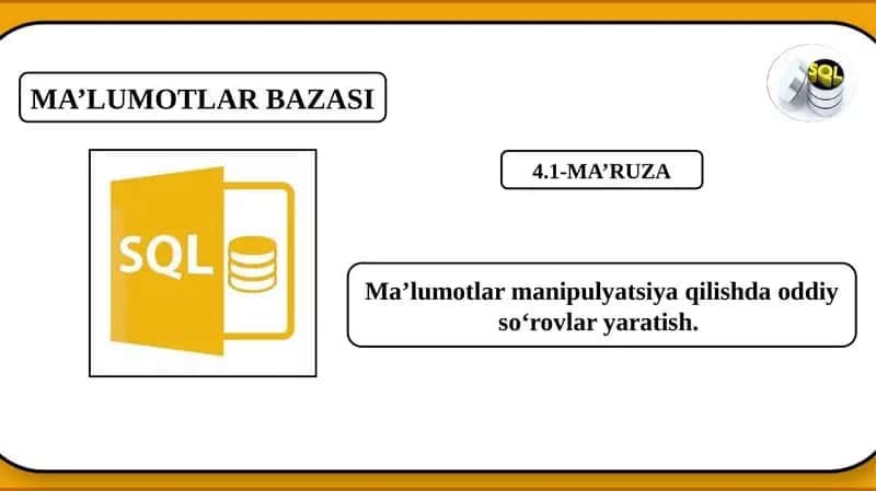 MA’LUMOTLAR BAZASI