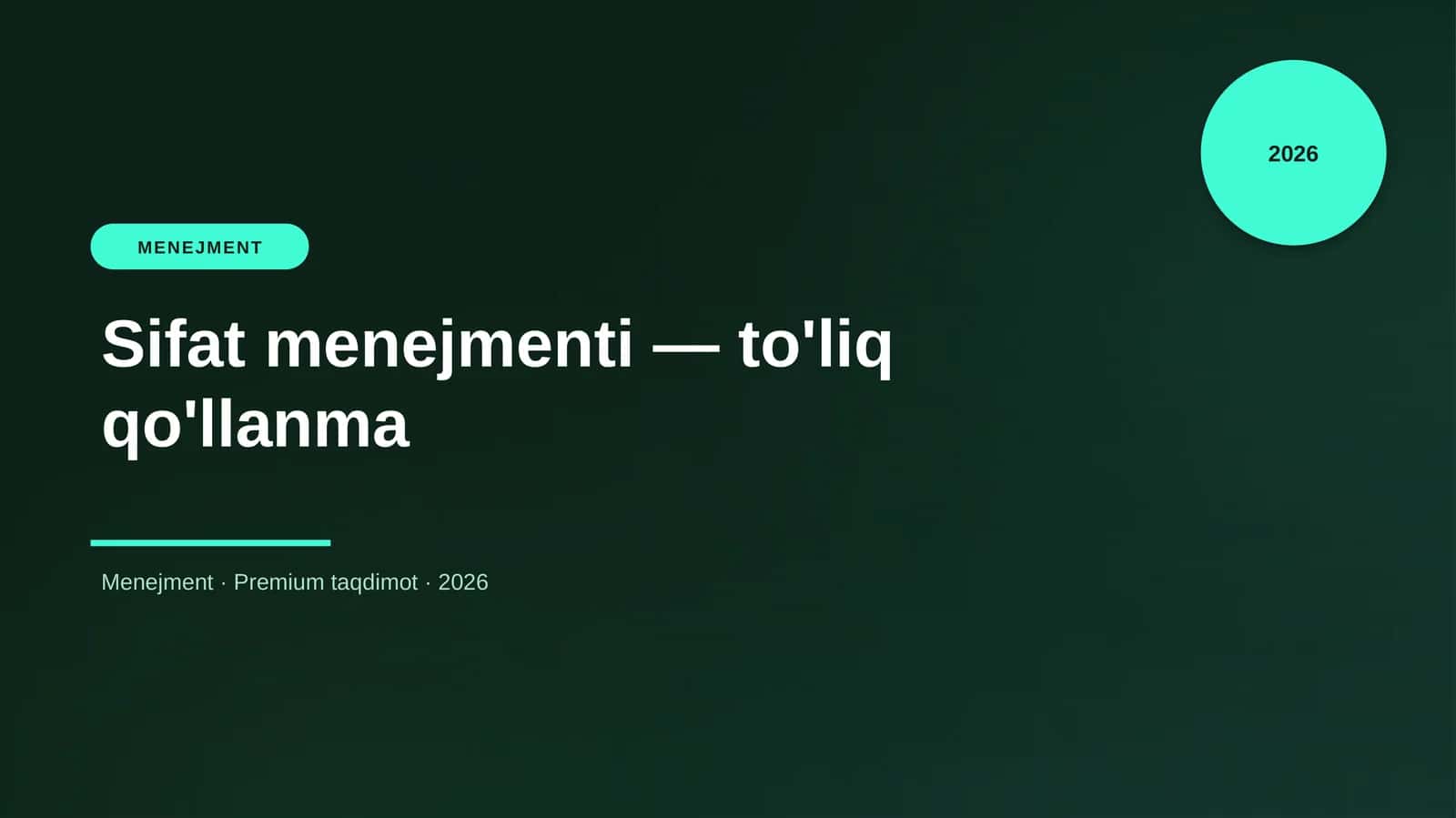 Sifat menejmenti — to'liq qo'llanma