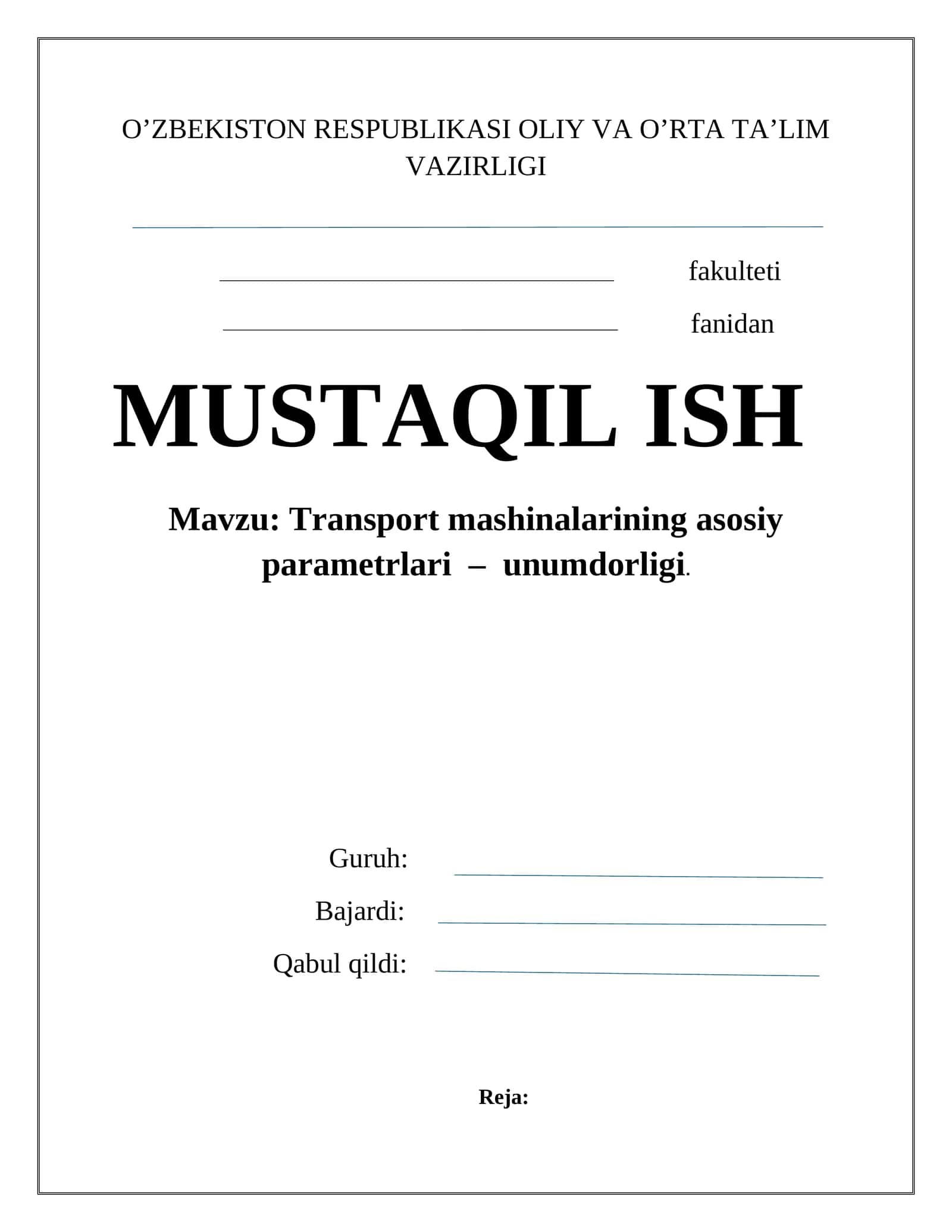 Transport mashinalari unumdorligi