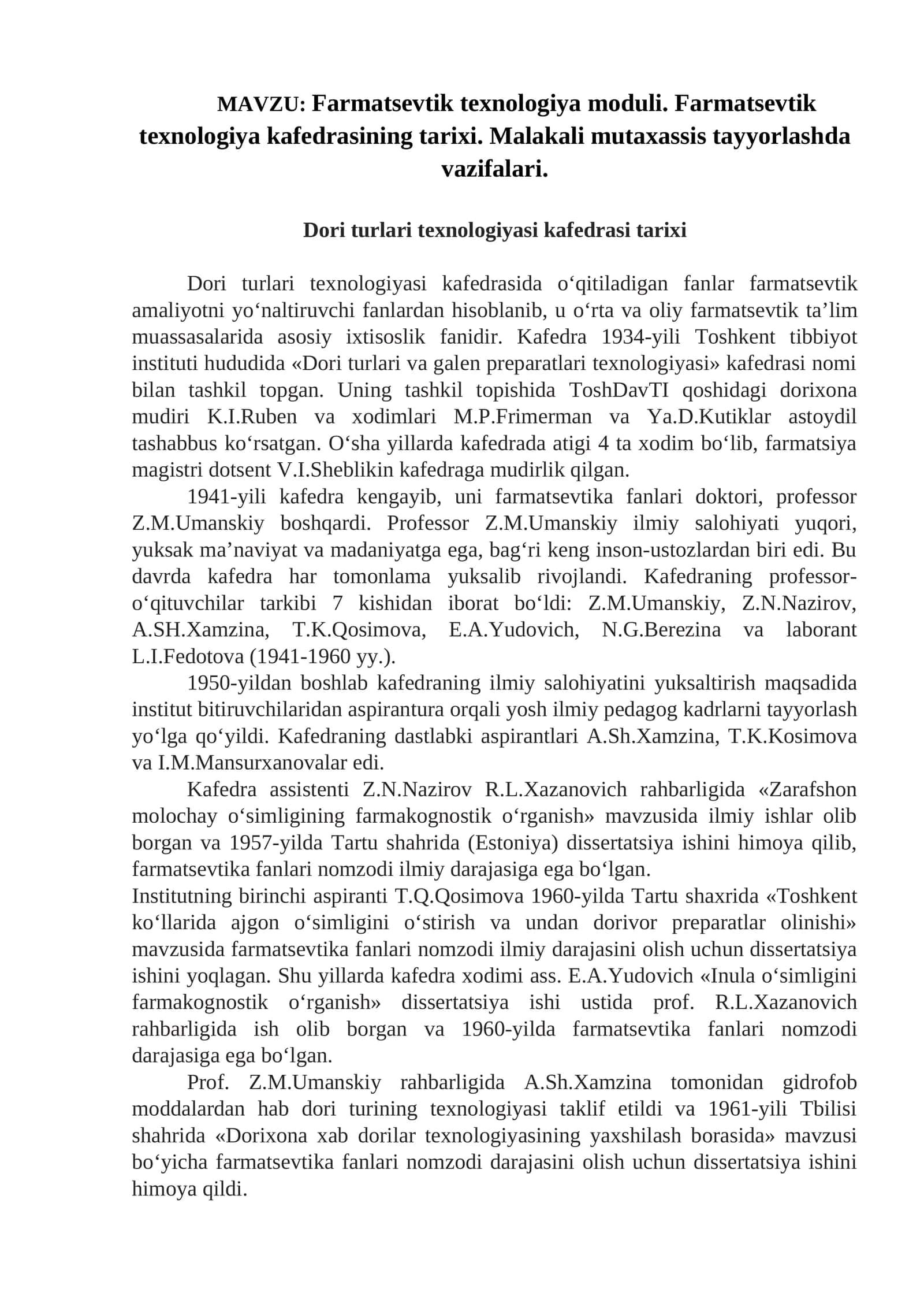 Farmatsevtik texnologiya moduli