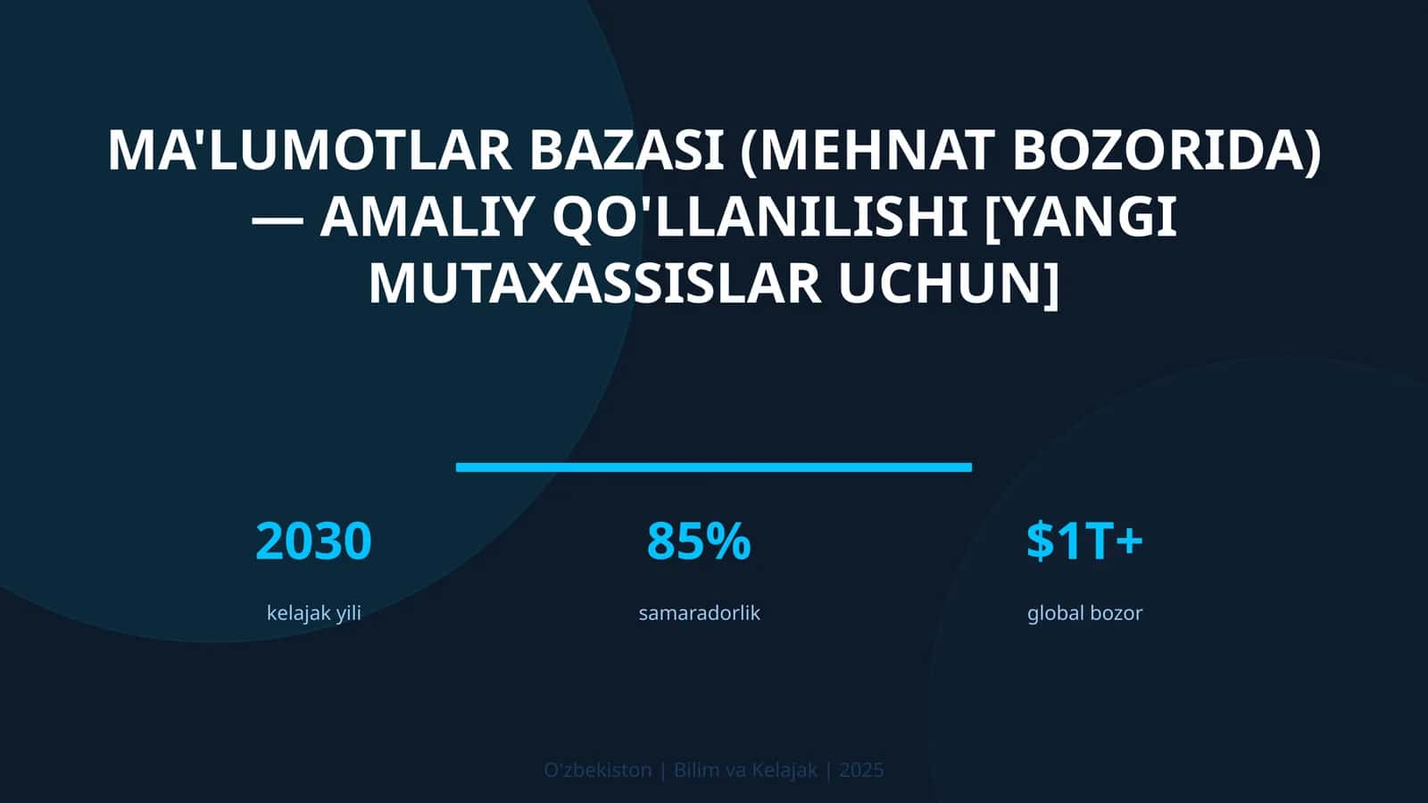 Ma'lumotlar bazasi (mehnat bozorida) — amaliy qo'llanilishi [yangi mutaxassislar uchun]