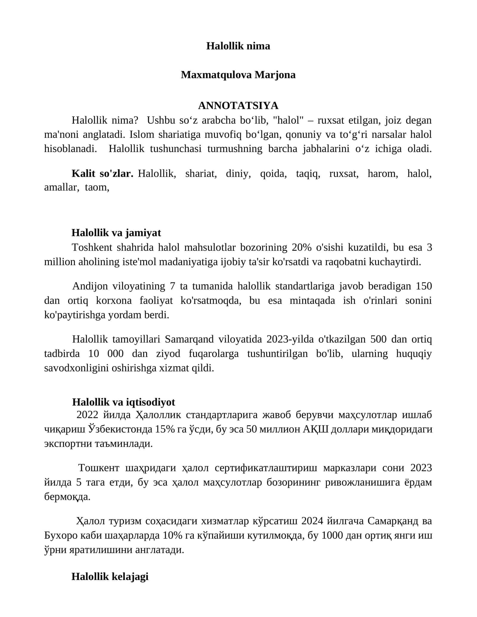 Halollik nima