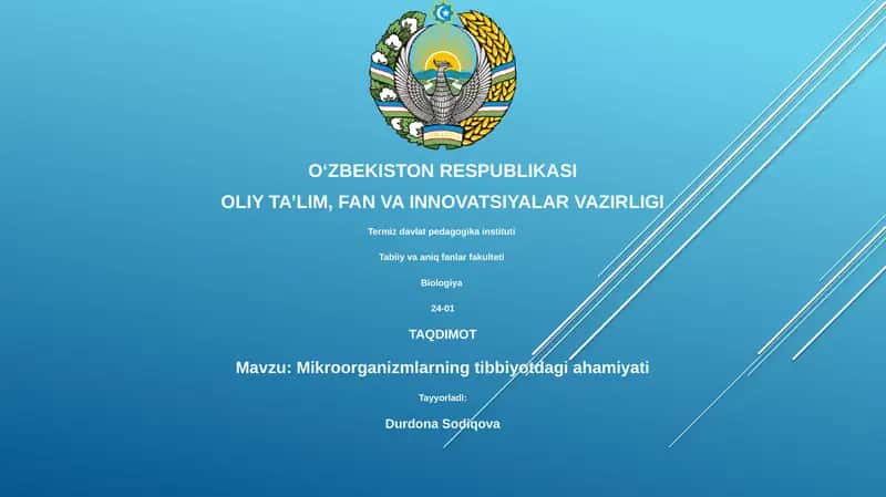 Mikroorganizmlarning tibbiyotdagi ahamiyati