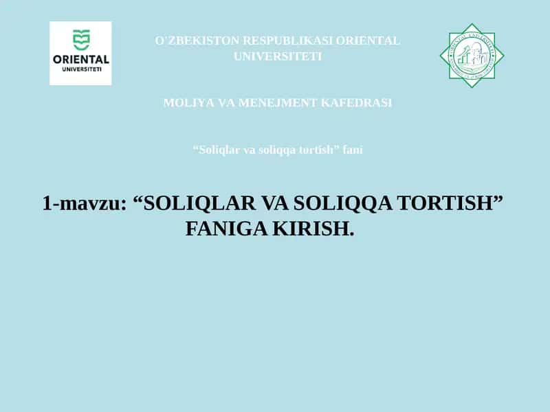 SOLIQLAR VA SOLIQQA TORTISH
