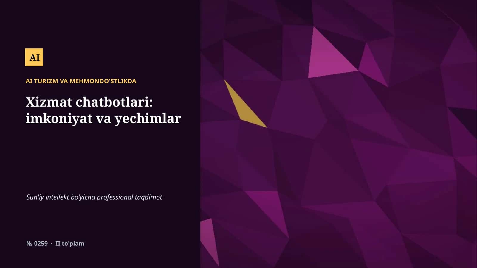 AI TURIZM VA MEHMONDO'STLIKDA