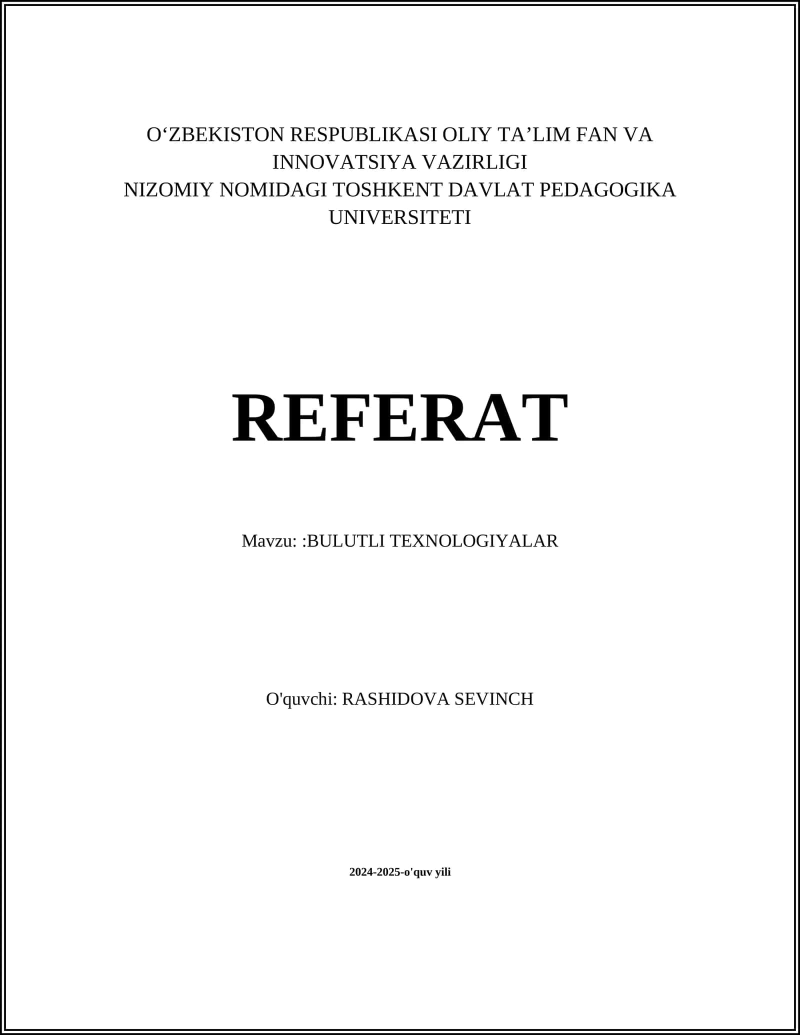 BULUTLI TEXNOLOGIYALAR