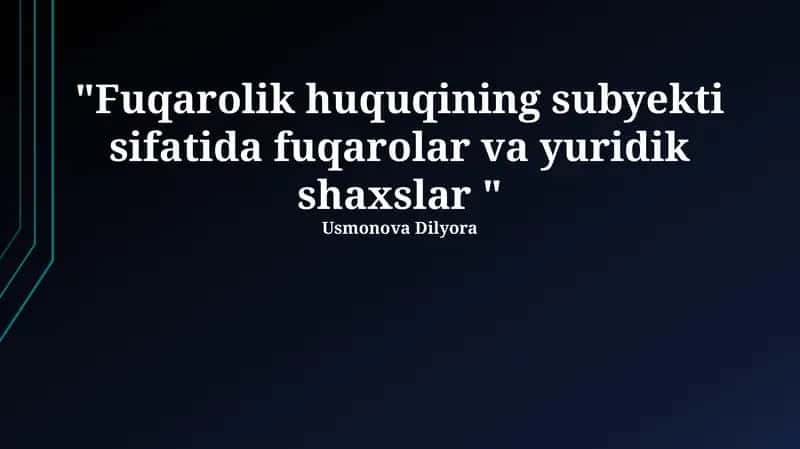 Fuqarolik huquqi subyektlari