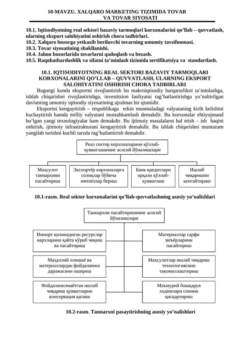Xalqaro bozorga yetkazib beriluvchi tovarning umumiy tavsifnomasi