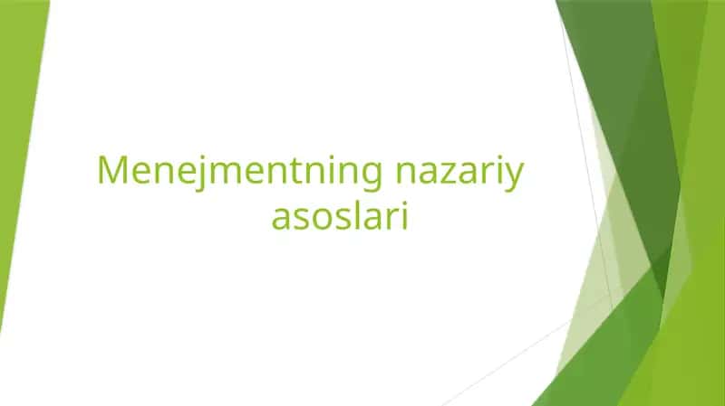 Menejmentning nazariy asoslari