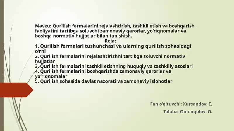 mustaqil ish slayt