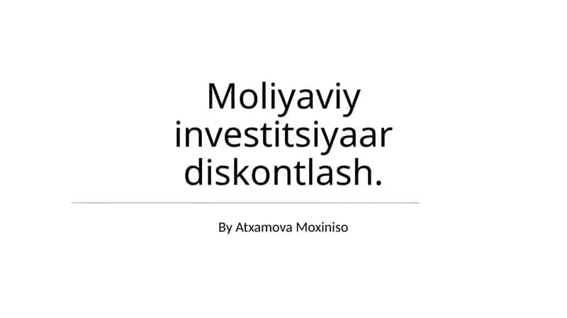 Mоliyaviy investitsiyaаr diskоntlаsh