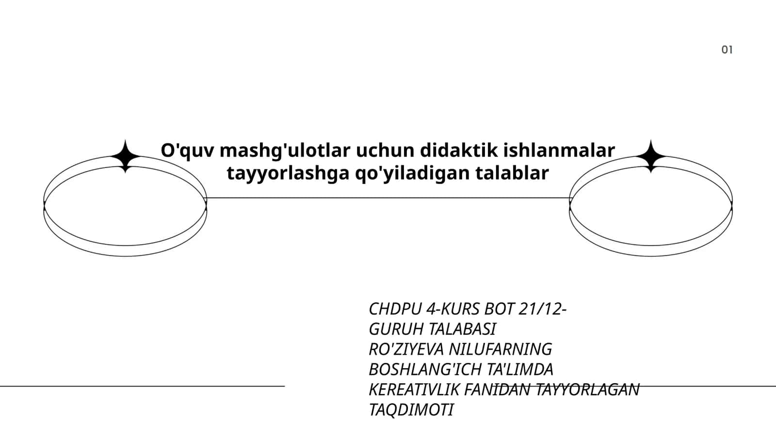 TAQDIMOTI O'quv mashg'ulotlar uchun didaktik ishlanmalar tayyorlashga qo'yiladigan talablar