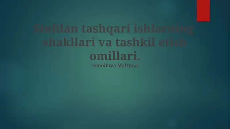 Qo'shimcha mashg'ulotlar turlari