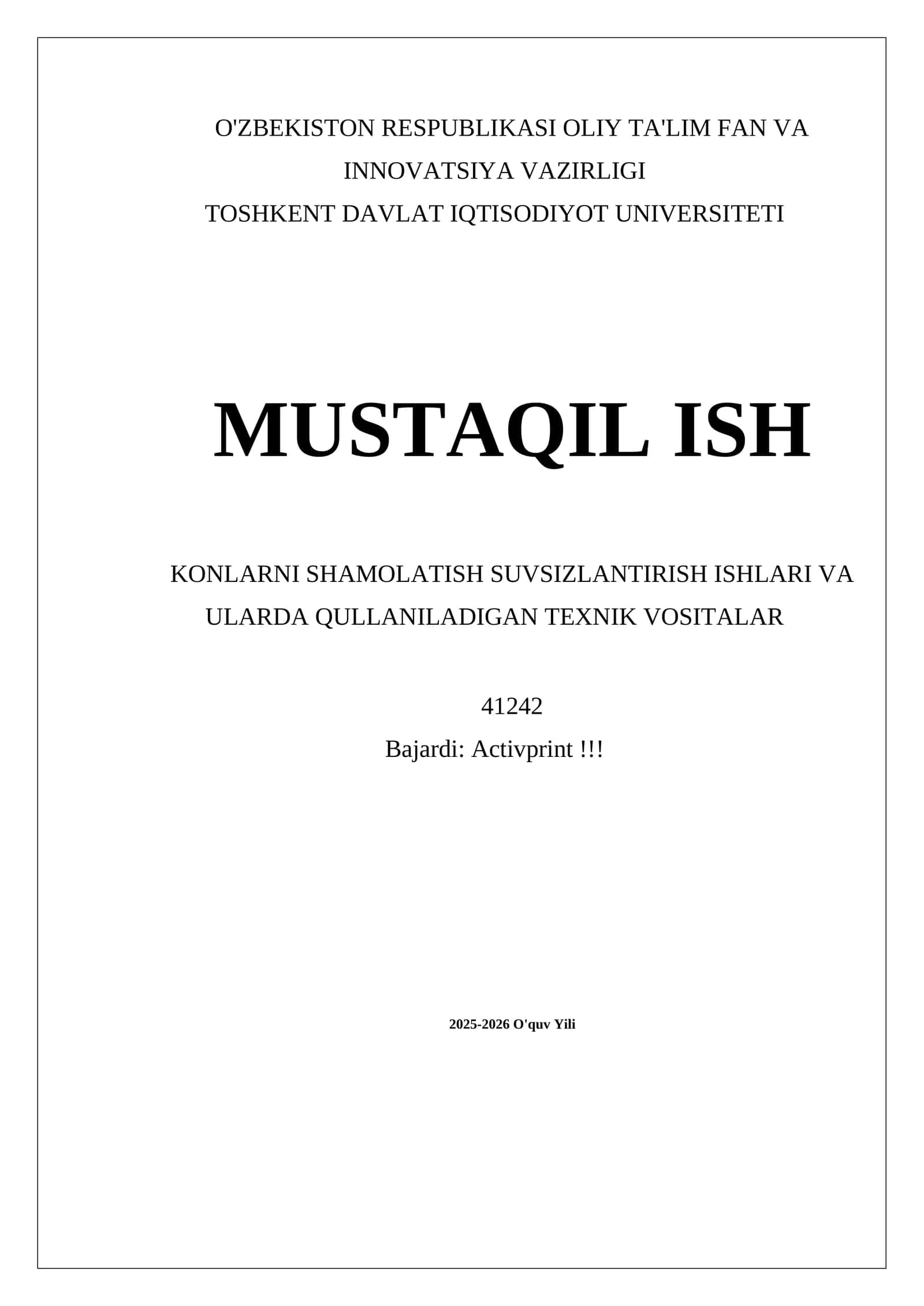 KONLARNI SHAMOLATISH SUVSIZLANTIRISH ISHLARI VA ULARDA QULLANILADIGAN TEXNIK VOSITALAR