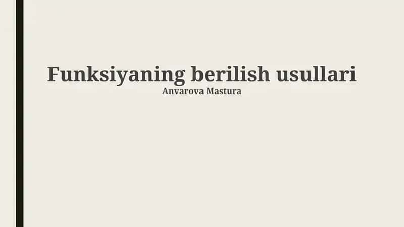 Funksiyaning berilish usullari