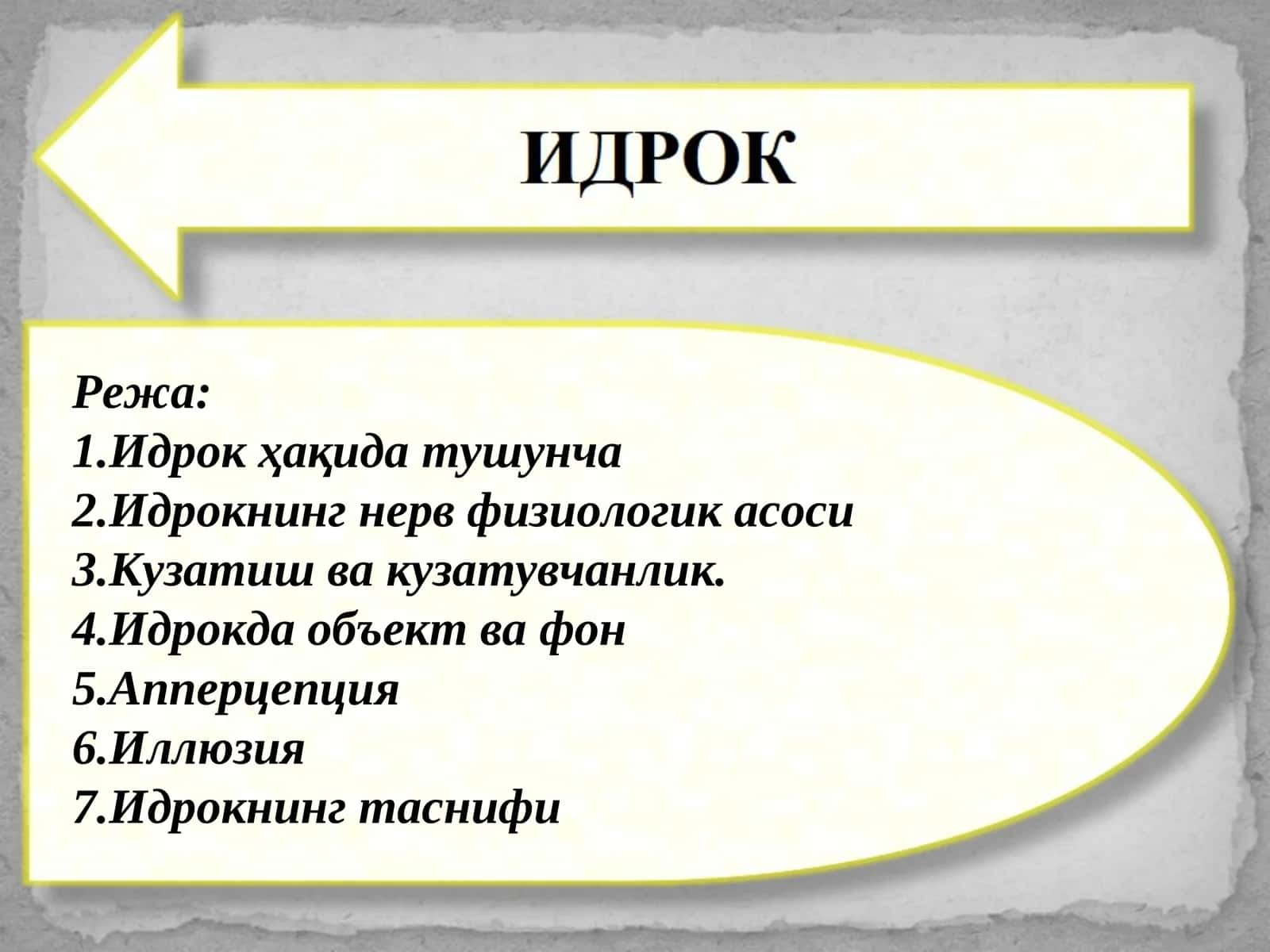 Идрок ҳақида тушунча