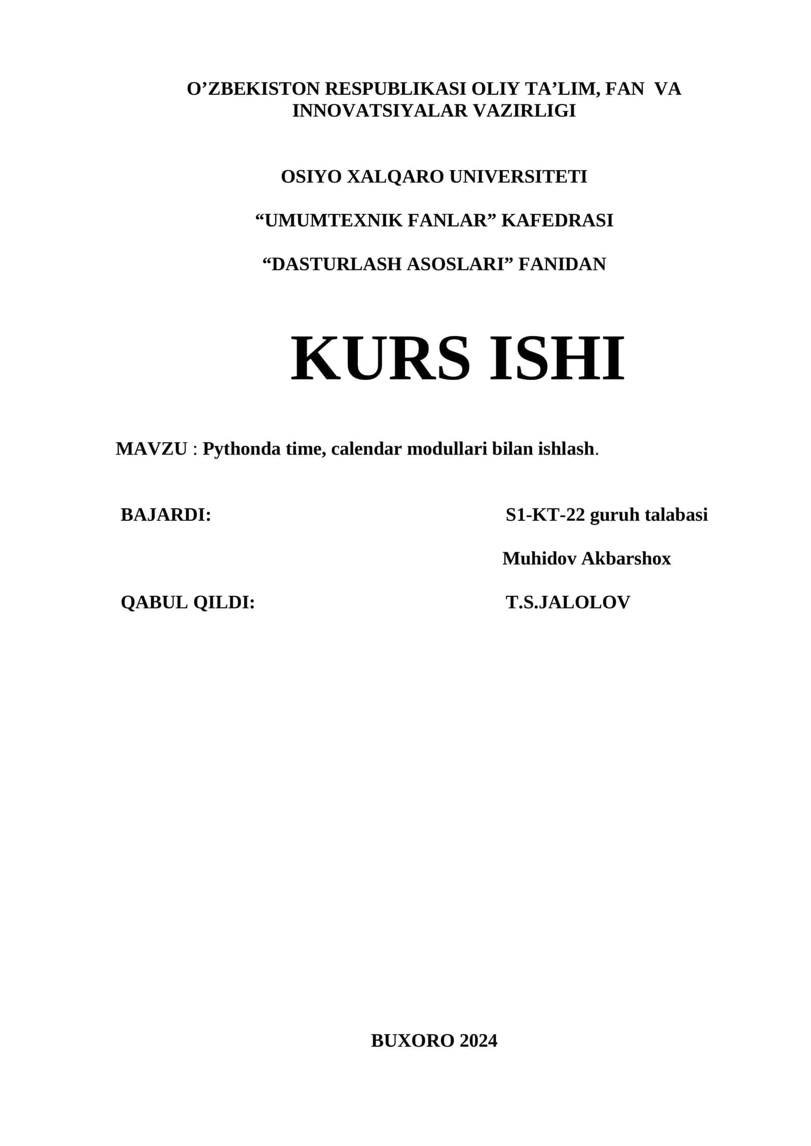 Pythonda time, calendar modullari bilan ishlash