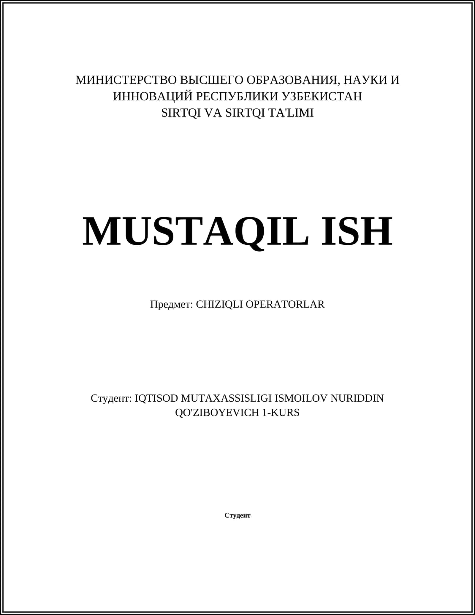 CHIZIQLI OPERATORLAR