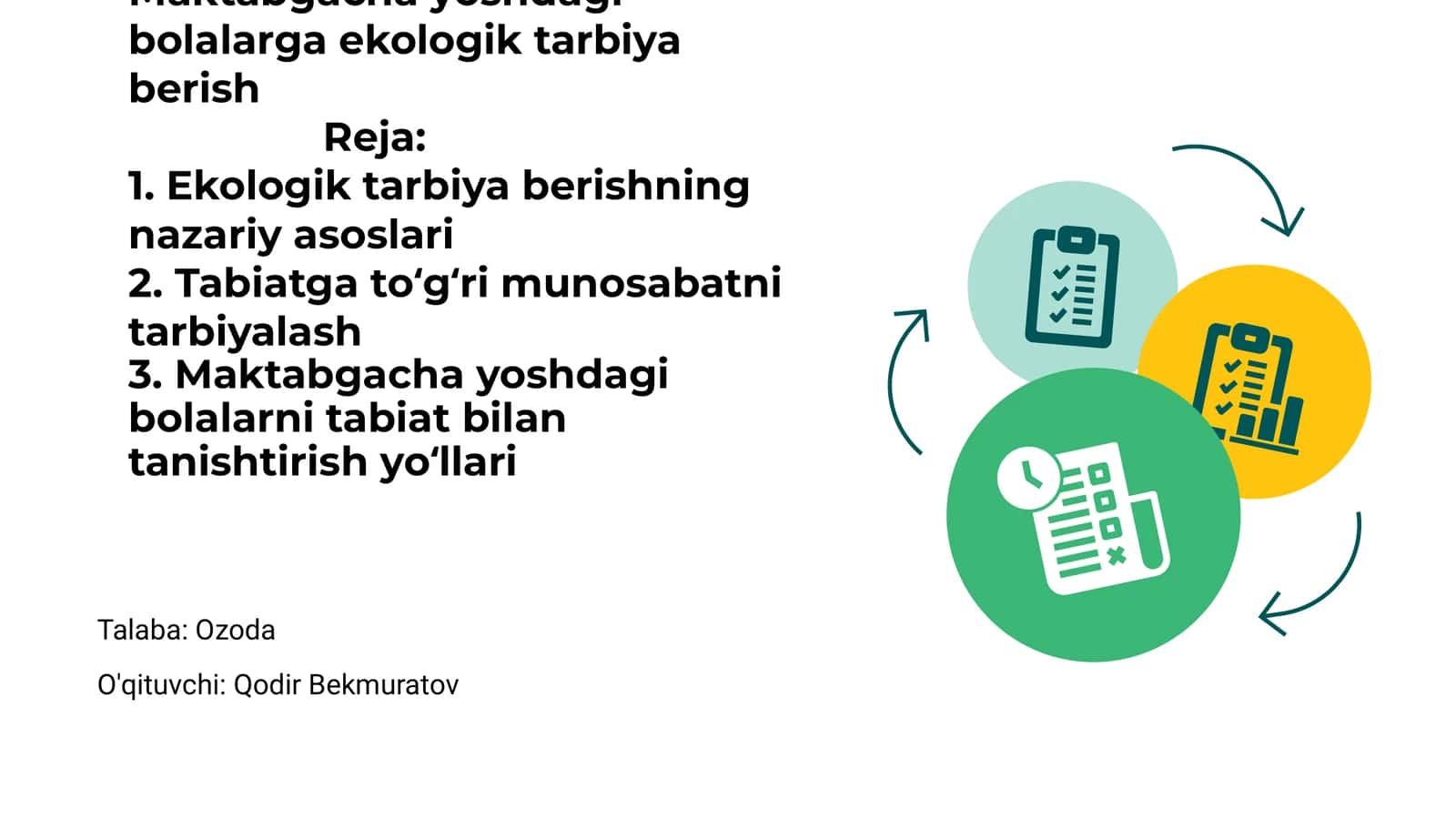 Maktabgacha yoshdagi bolalarga ekologik tarbiya berish