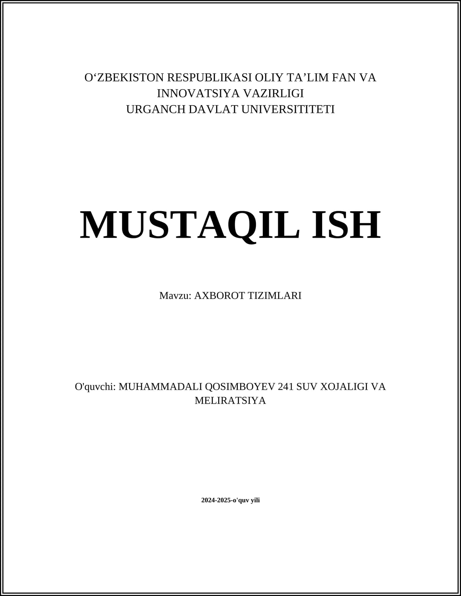 AXBOROT TIZIMLARI