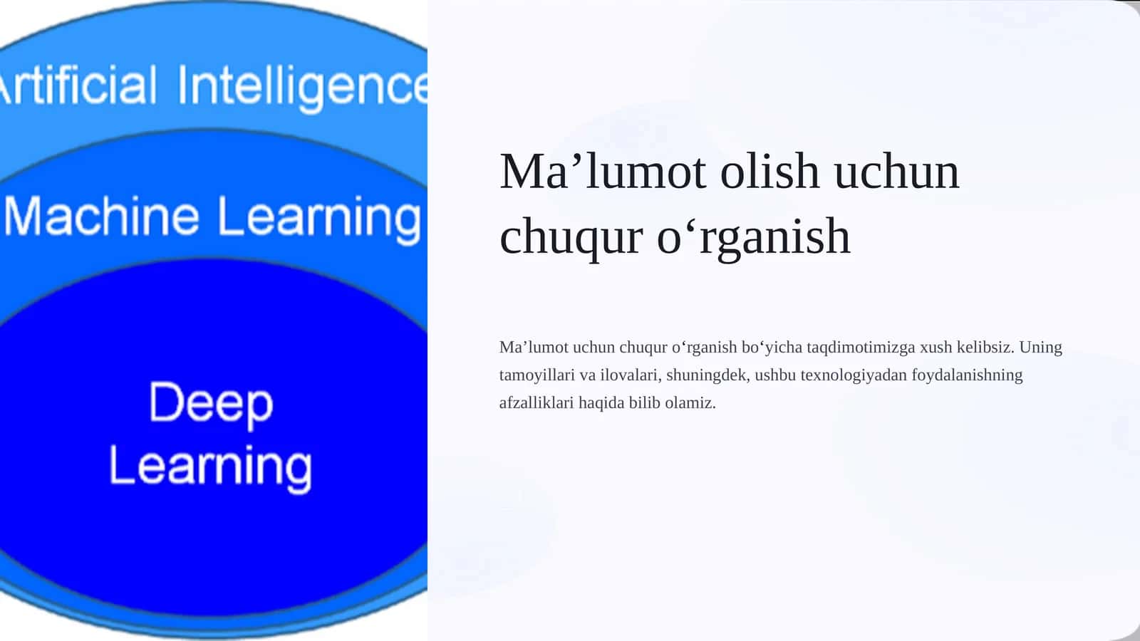 Ma’lumot olish uchun chuqur oʻrganish