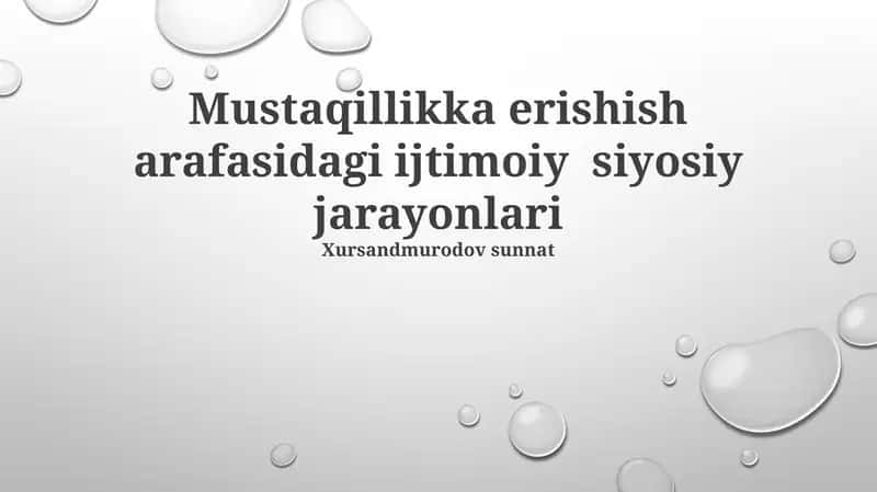 Mustaqillikka erishish arafasidagi ijtimoiy siyosiy jarayonlari