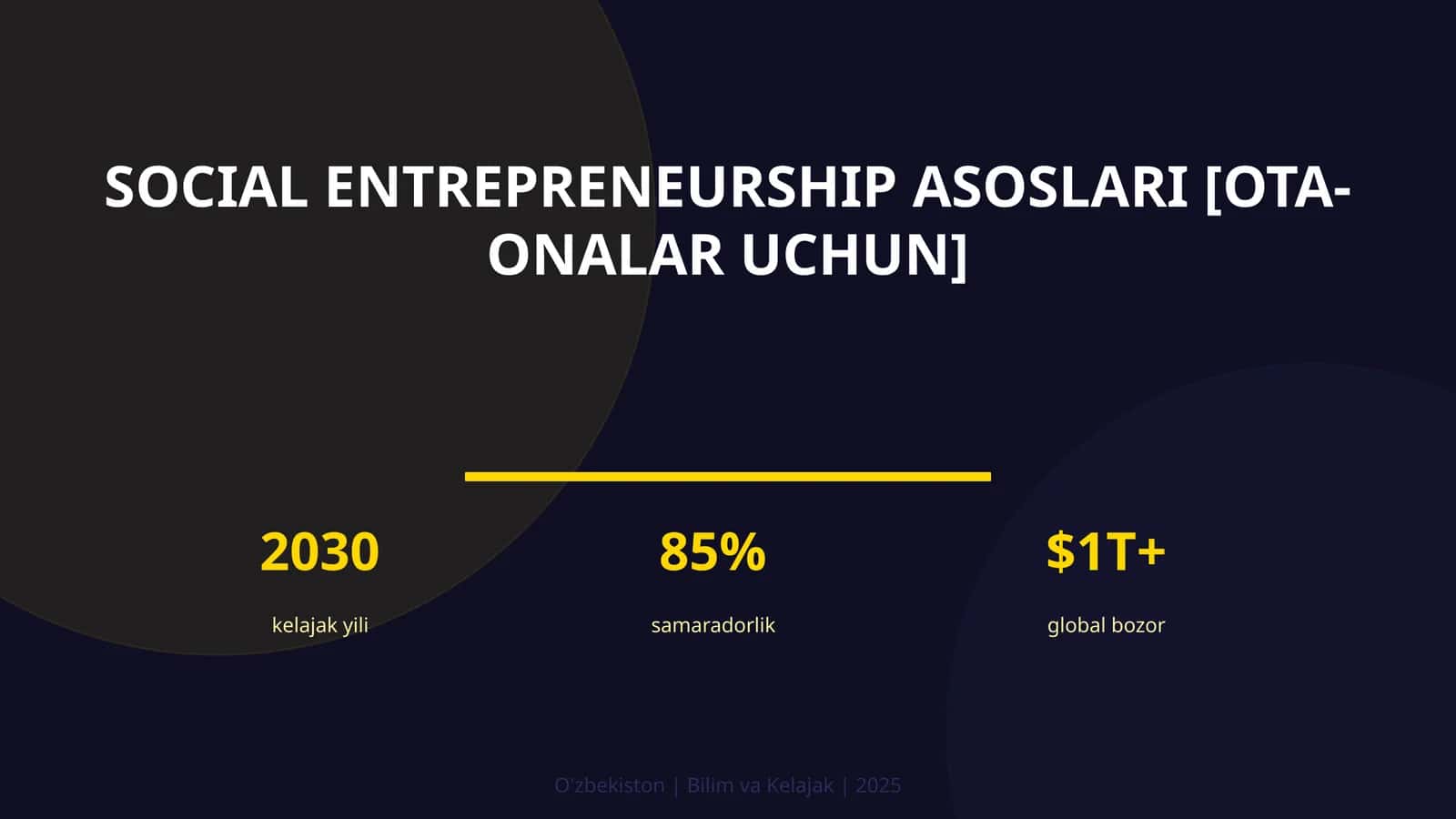 SOCIAL ENTREPRENEURSHIP ASOSLARI [OTA-ONALAR UCHUN]