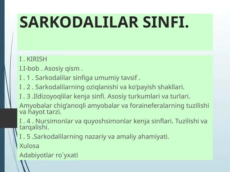 SARKODALILAR SINFI.