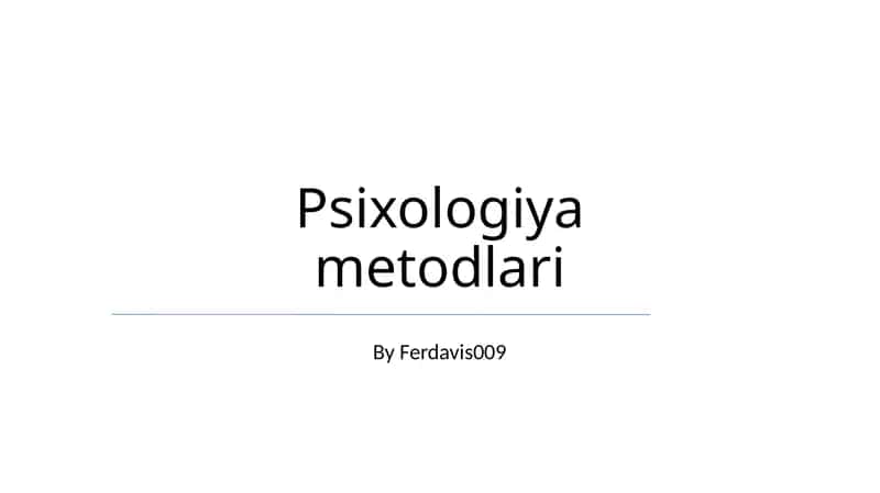 Psixologiya metodlari