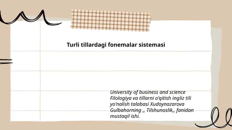 Turli tillardagi fonemalar sistemasi