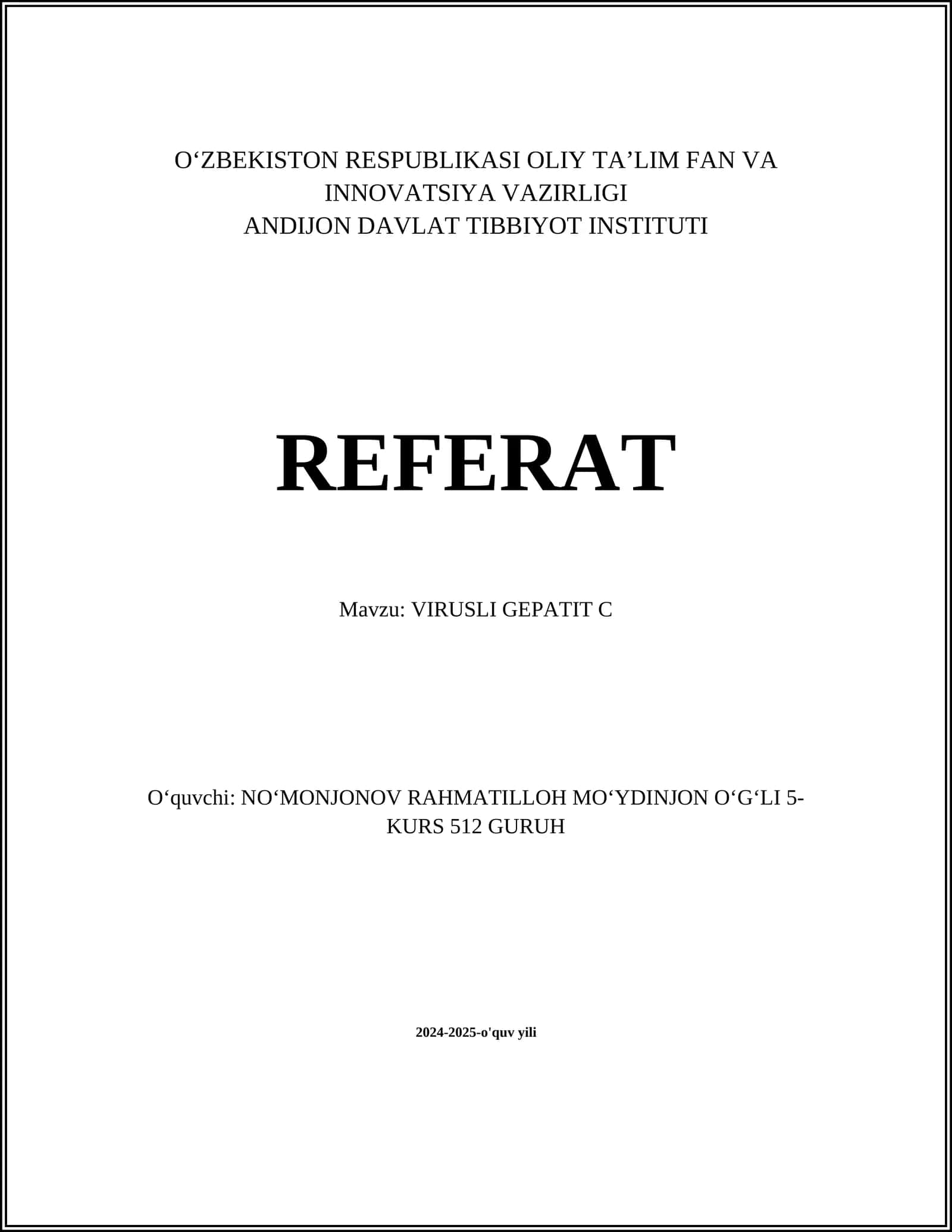 VIRUSLI GEPATIT C REFERAT