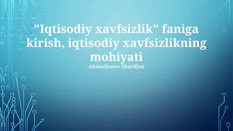 Iqtisodiy Xavfsizlikning Mohiyati