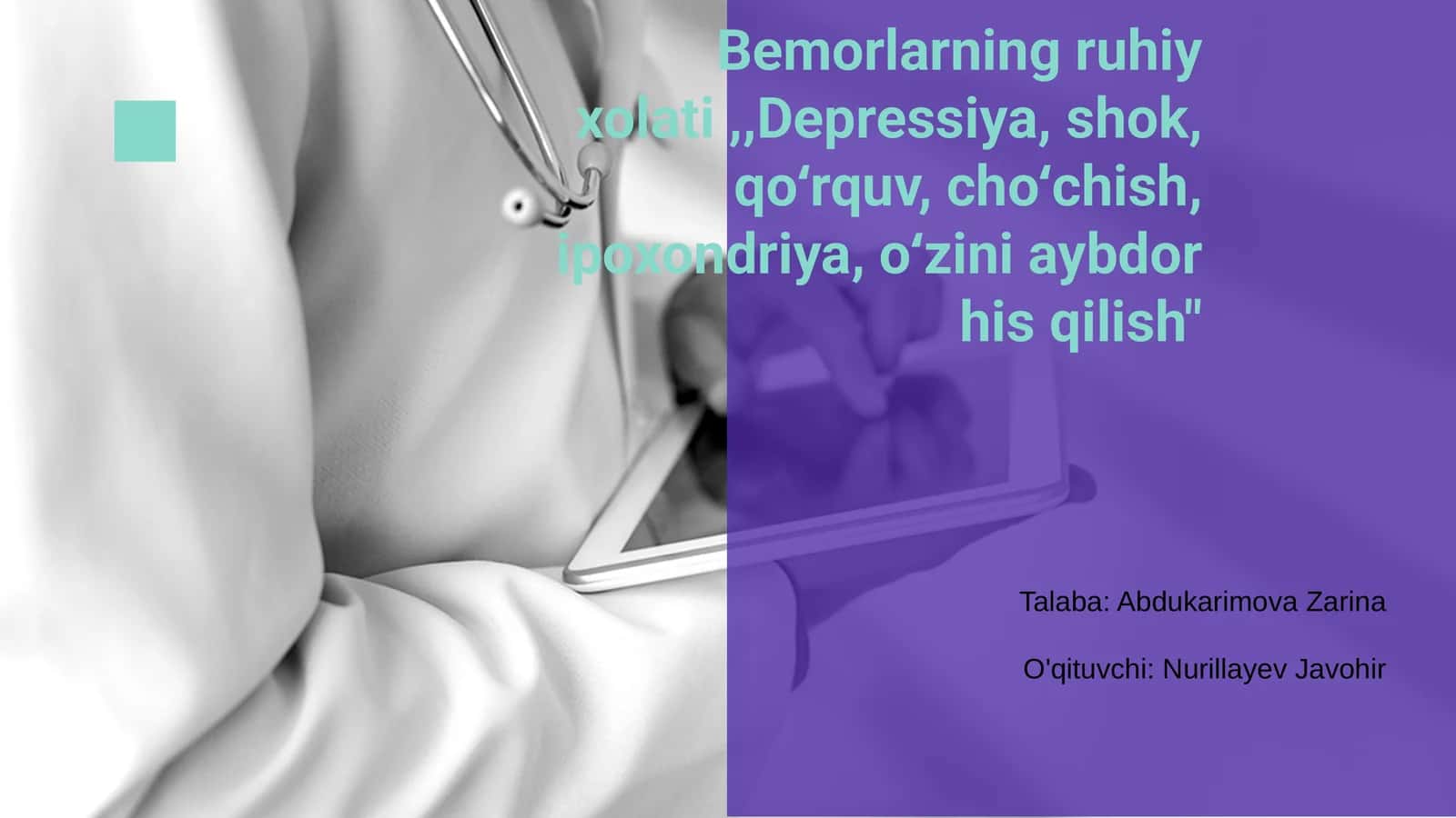 Bemorlarning ruhiy xolati