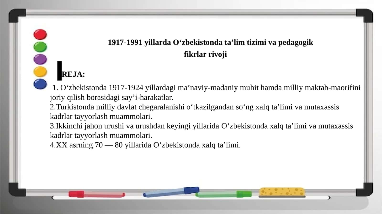 O‘zbekistonda 1917-1991 yillarda ta’lim tizimi va pedagogik fikrlar rivoji