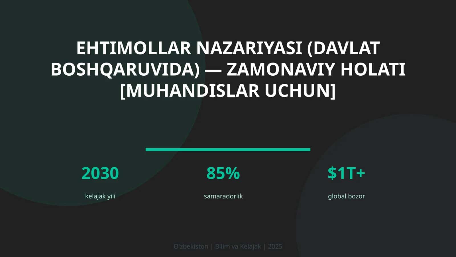 Ehtimollar nazariyasi (davlat boshqaruvida) — zamonaviy holati [muhandislar uchun]