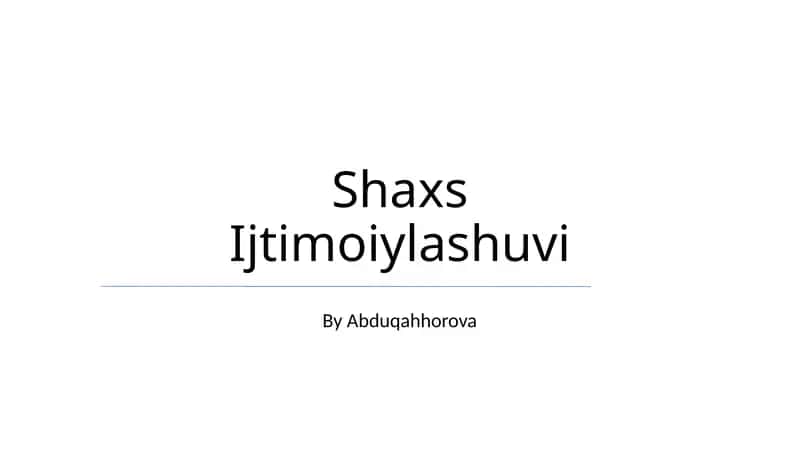 Shaxs Ijtimoiylashuvi