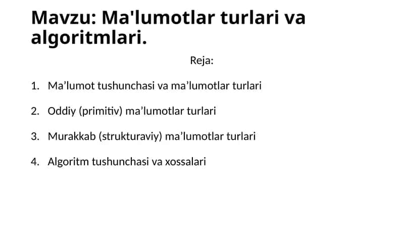 Ma'lumotturlar va algoritmlari