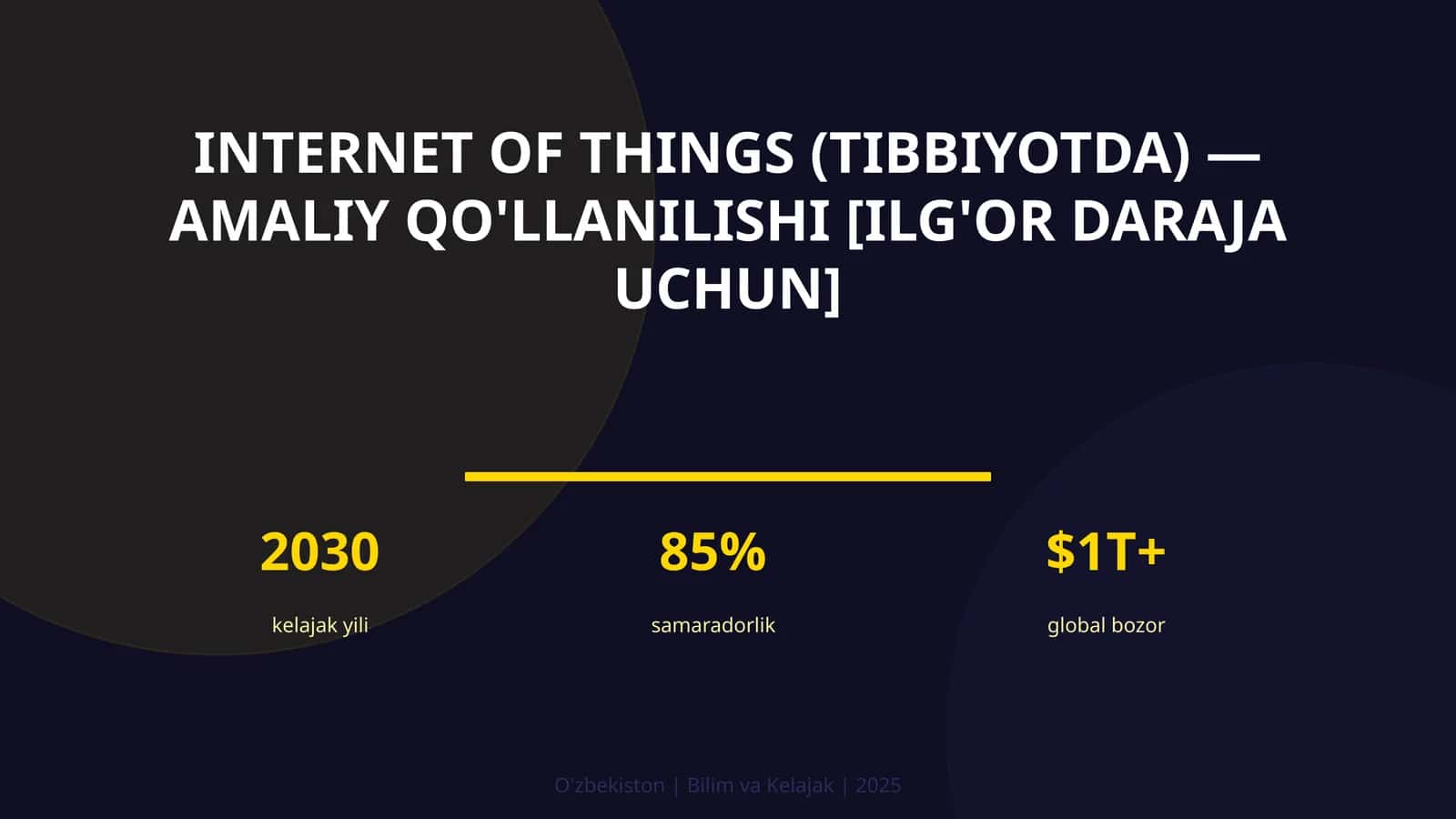 INTERNET OF THINGS (TIBBIYOTDA) — AMALIY QO'LLANILISHI [ILG'OR DARAJA UCHUN]
