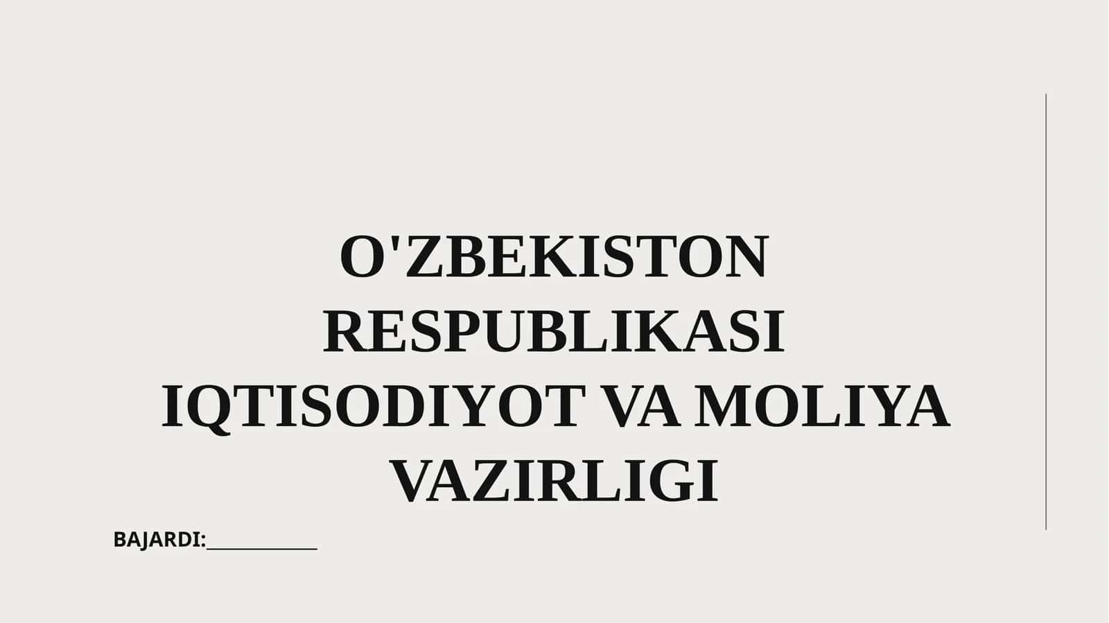 O'zbekiston Respublikasi Iqtisodiyot va Moliya Vazirligi