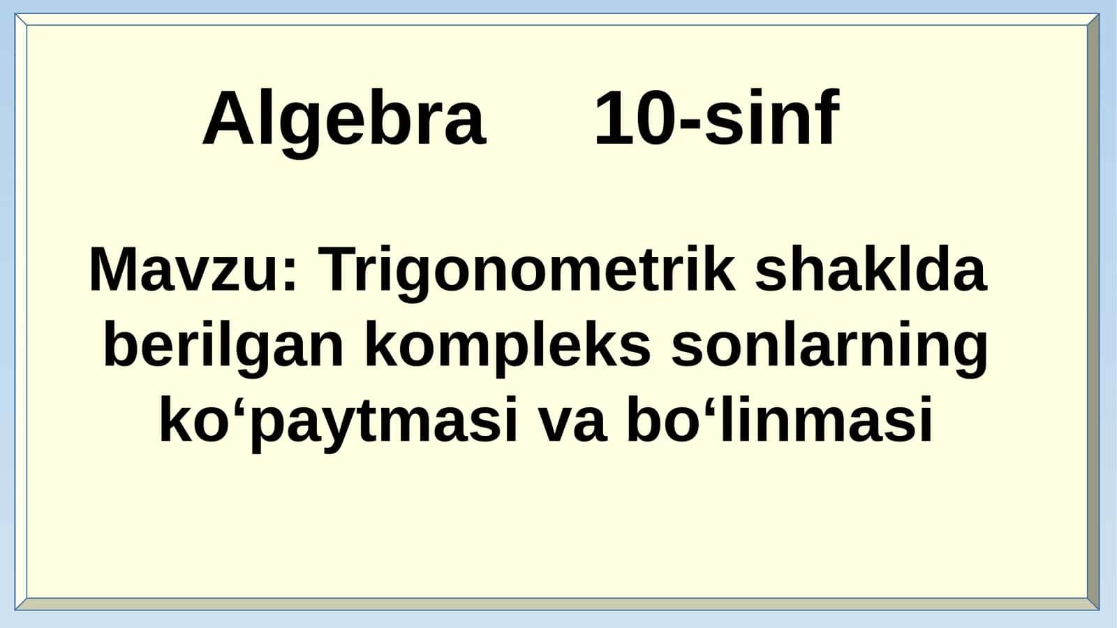 Algebra 10-sinf
