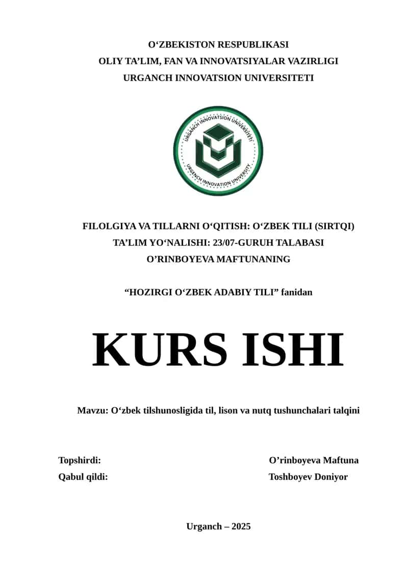 O‘zbek tilshunosligida til, lison va nutq tushunchalari talqini