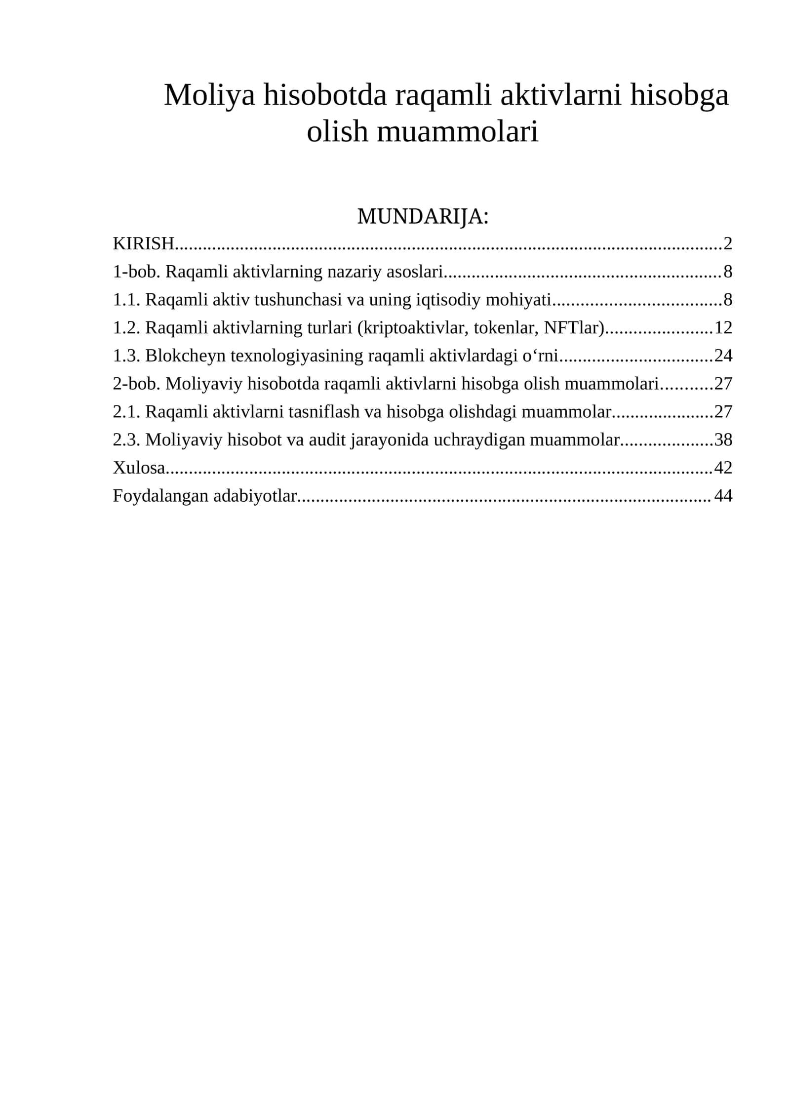 Raqamli aktivlarni hisobga olish muammolari